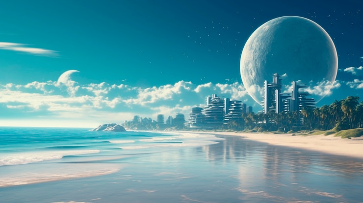 Free Photo futuristic moon background