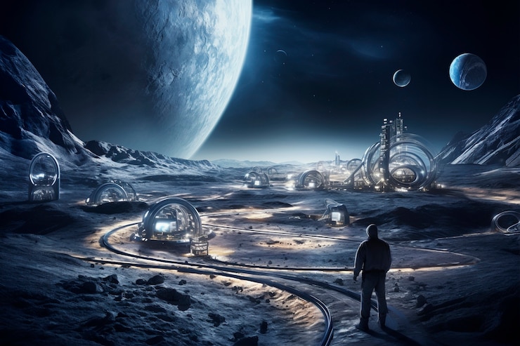Free Photo futuristic moon background