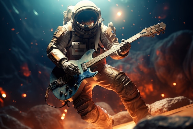 Free photo futuristic musician making music with instrument