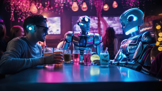 Futuristic new year's eve celebration