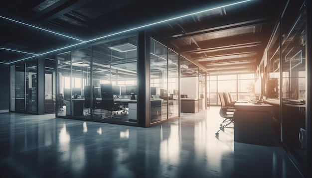 Free photo futuristic office design with modern technology equipment generated by ai