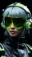 Free photo futuristic person listening to music on ultra modern headphones