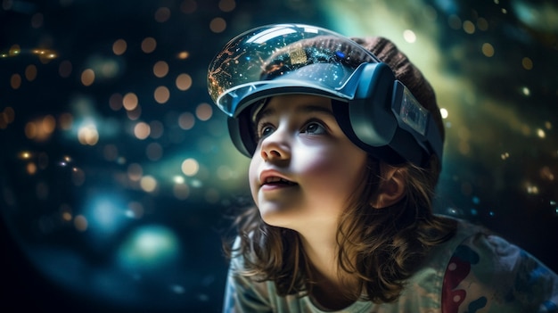 Free photo futuristic portrait of young girl with high tech