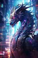 Foto gratuita rappresentazione futuristica della creatura drago