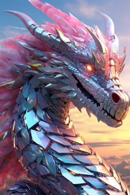 Futuristic representation of dragon creature