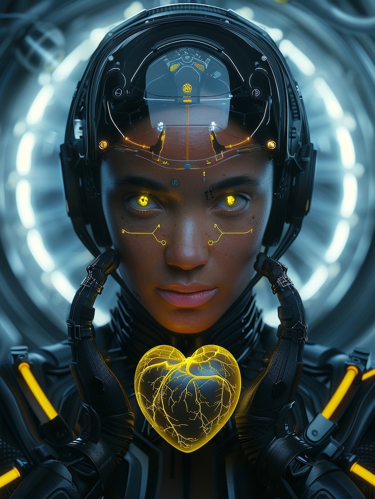 Free Photo futuristic representation of robotic human heart