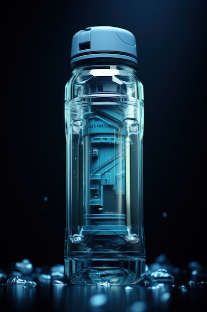 Free photo futuristic representation of water bottle