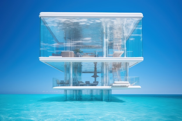 Free photo futuristic representation of water home architecture