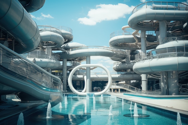 Futuristic representation of water park