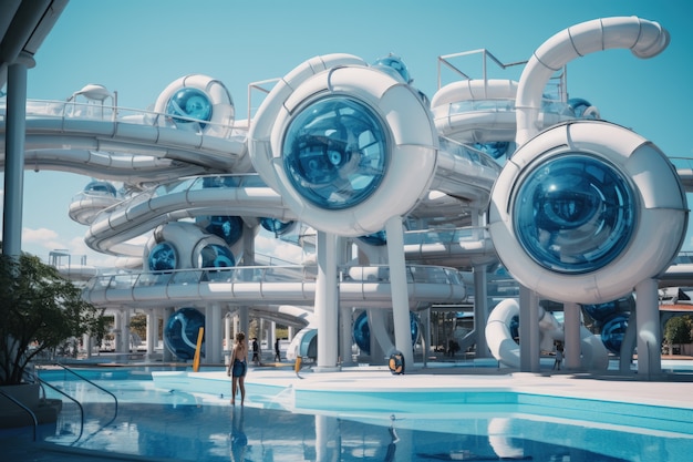 Free photo futuristic representation of water park
