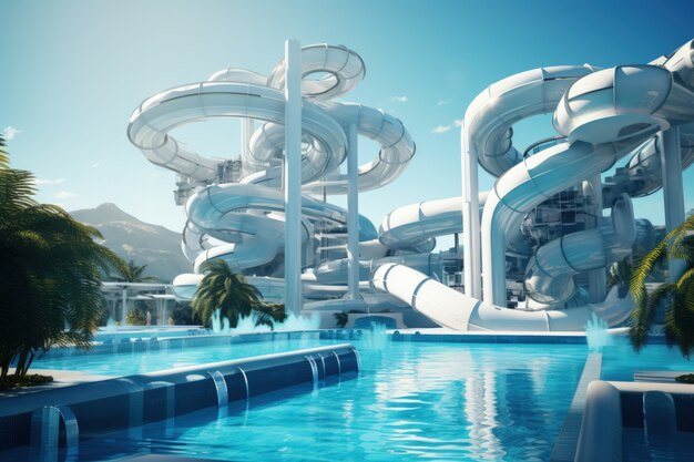 Futuristic representation of water park