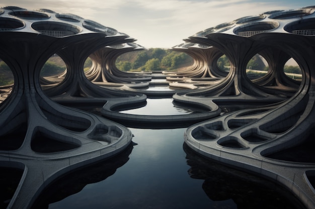 Futuristic representation of water structure