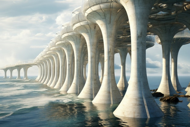 水の構造の未来的な表現