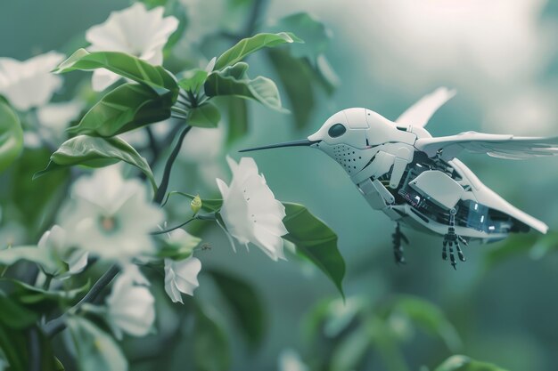 Futuristic robot hummingbird