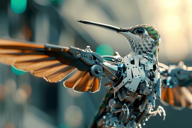 Futuristic robot hummingbird