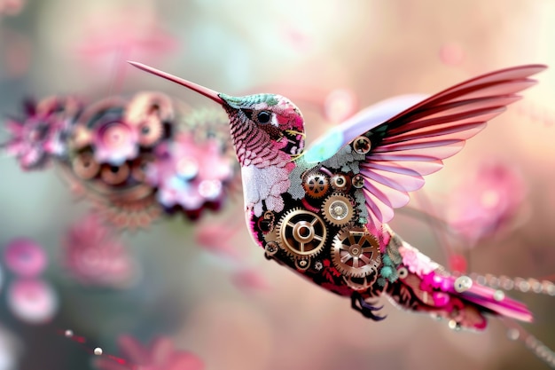 Foto gratuita il colibrì robot futuristico