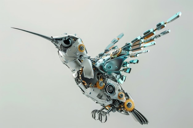 Foto gratuita il colibrì robot futuristico