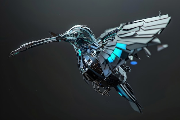 Foto gratuita il colibrì robot futuristico