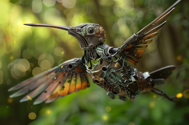 Бесплатное фото Футуристический робот-колибри