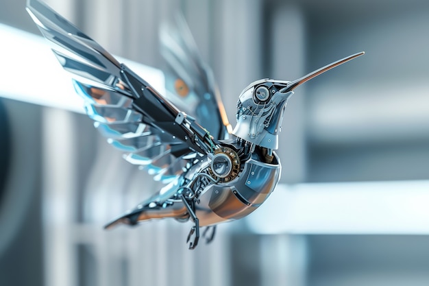 Foto gratuita il colibrì robot futuristico