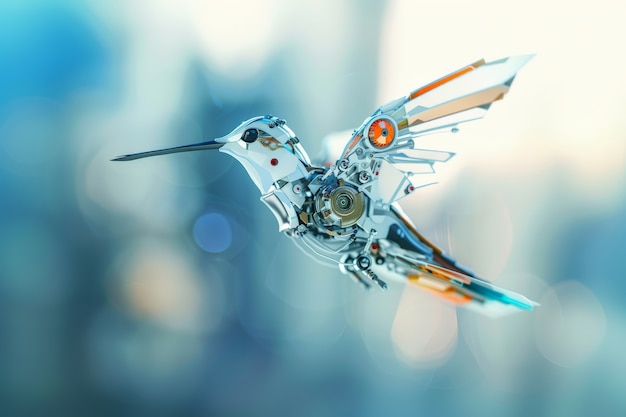 Foto gratuita il colibrì robot futuristico