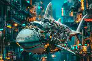 Free photo futuristic robot shark