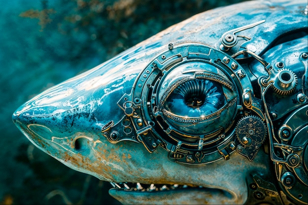 Futuristic robot shark