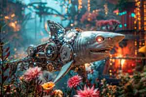 Free photo futuristic robot shark