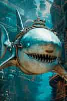 Free photo futuristic robot shark