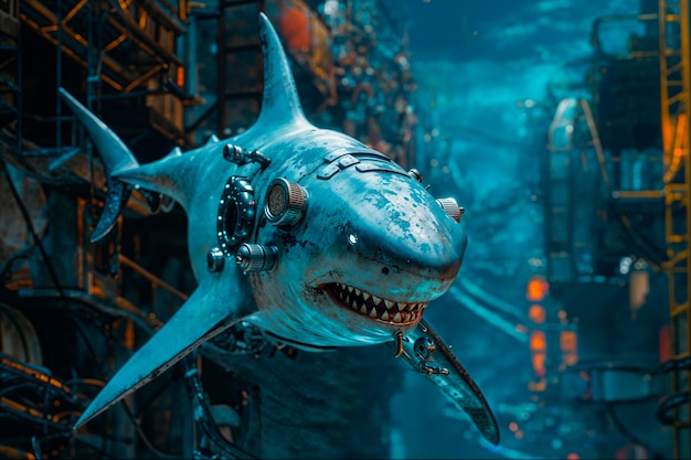 Free photo futuristic robot shark