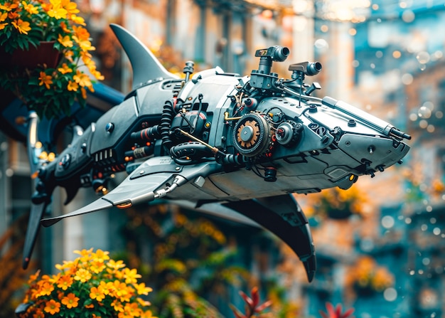 Free photo futuristic robot shark