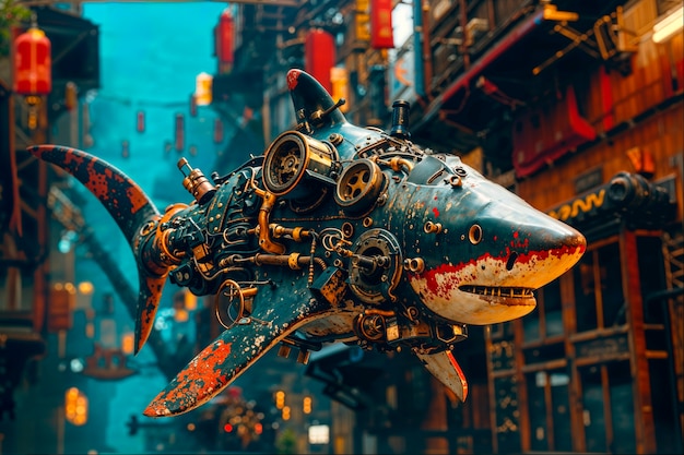 Free photo futuristic robot shark