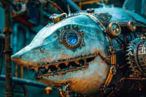 Бесплатное фото Футуристическая акула-робот