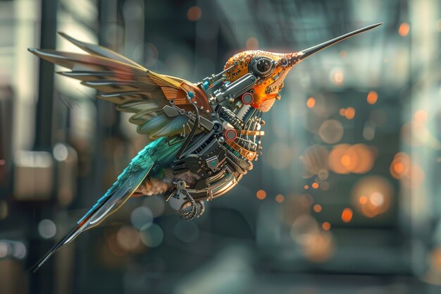 Foto gratuita futuristic robotic hummingbird