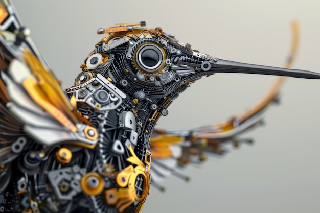 Foto gratuita il colibrì robotico futuristico