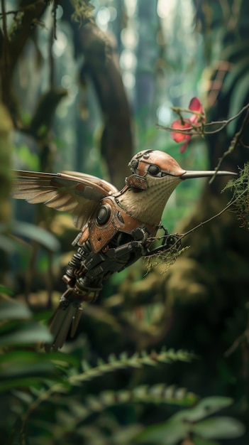 Foto gratuita il colibrì robotico futuristico