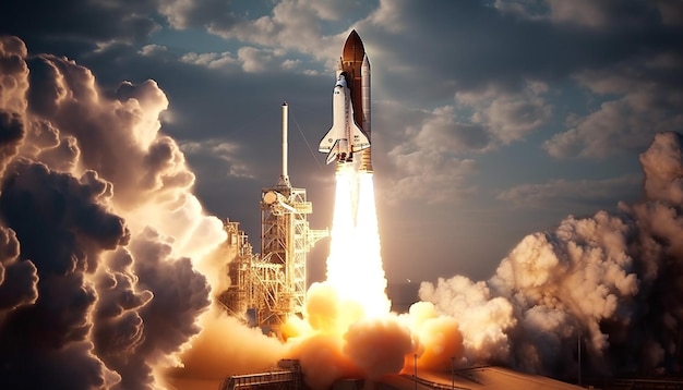 Free photo futuristic rocket explores space through technology generated by ai