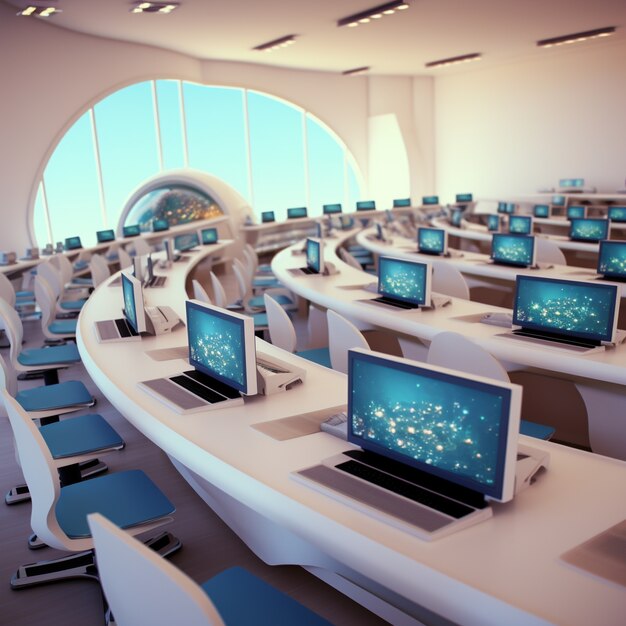 Futuristic school classroom for future students