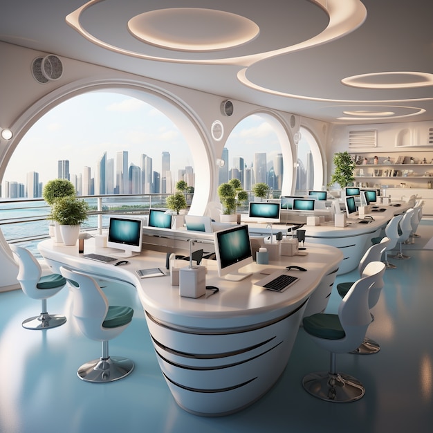 Futuristic school classroom for future students