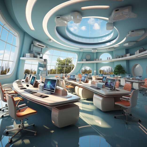Futuristic school classroom for future students