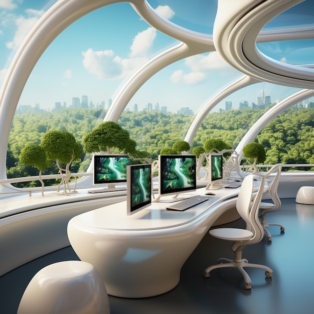 Futuristic school classroom for future students