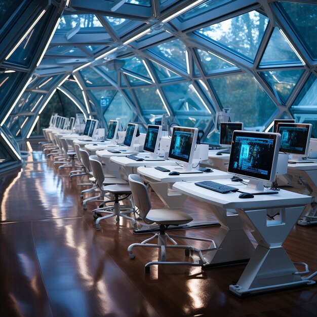 Futuristic school classroom for future students