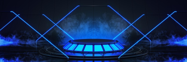 Футуристический научная фантастика современный пустой большой зал темный гараж инопланетян научная фантастика 3d рендеринг