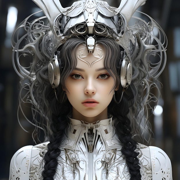 Free photo futuristic sci fi sculpted female portraits