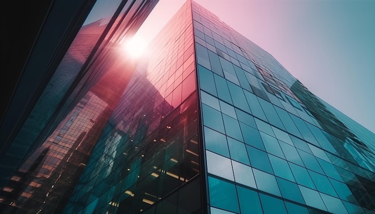 Free Photo futuristic skyscraper reflects vibrant blue city life generated by ai