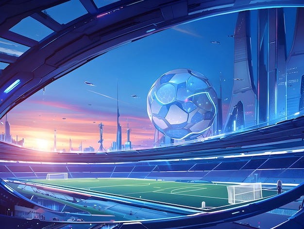 Free photo futuristic soccer field illustration