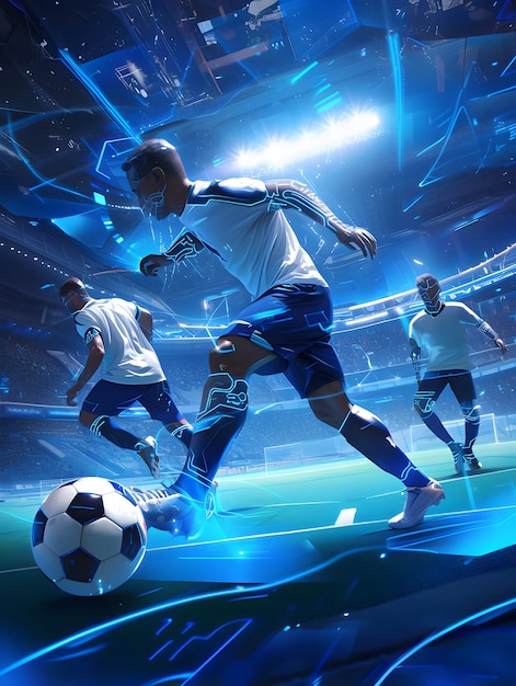 Free photo futuristic soccer field illustration