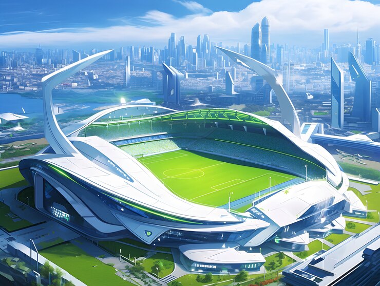 Free Photo futuristic soccer field illustration