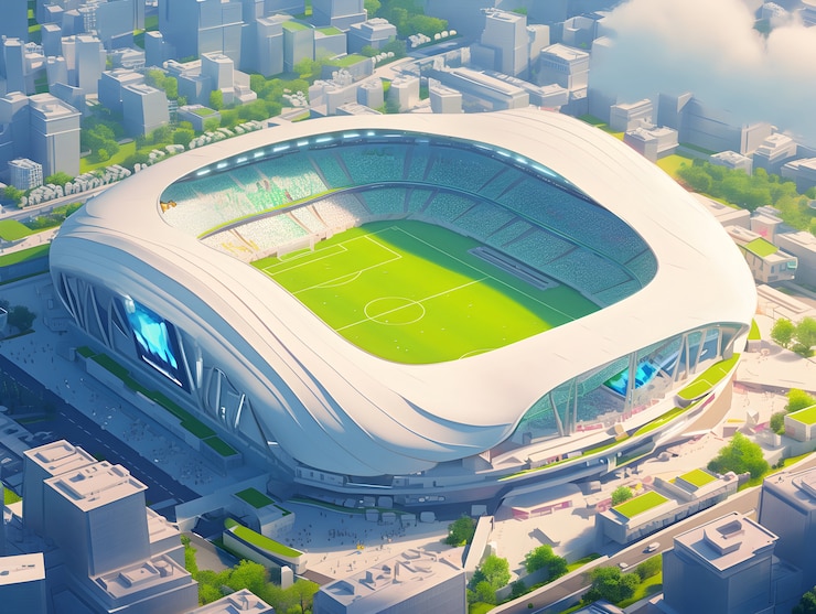 Free Photo futuristic soccer field illustration