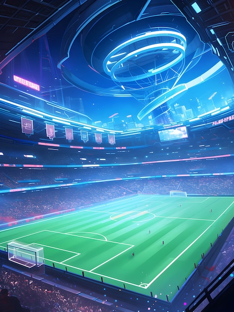 Free photo futuristic soccer field illustration